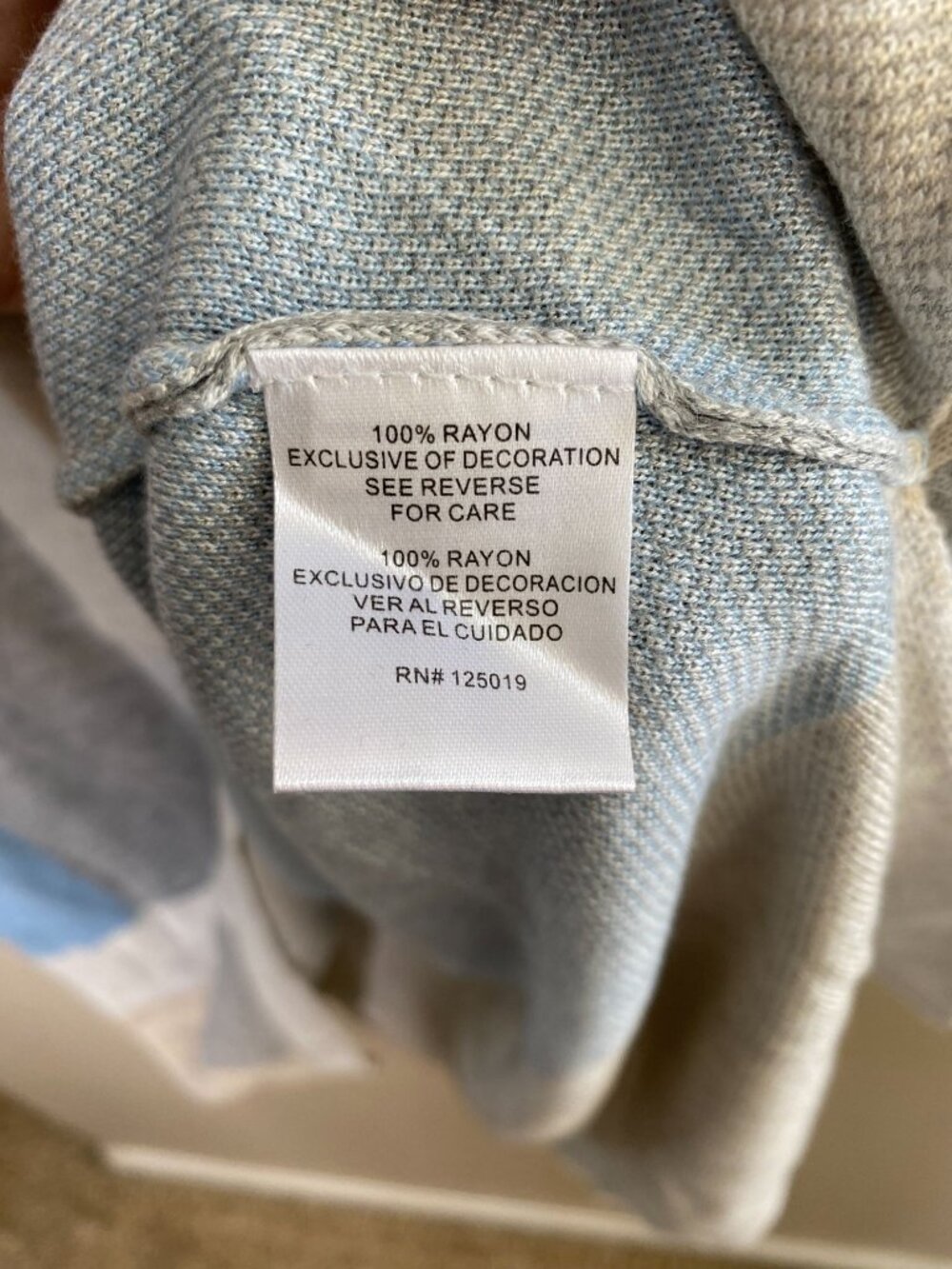 NWT Joseph A. Womens Geometric Poncho Sweater L Button Detail Pastel Blue/Gray - Picture 5 of 7